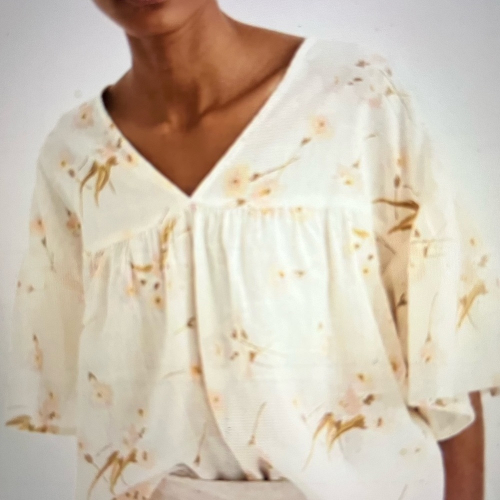 Madewell Flutter-Sleeve Rhyme Top/Blouse in Floral Print Style MC748 small